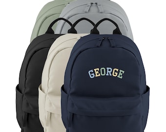Embroidered Kids Personalised Varsity Name Small Backpack Custom Text School Rucksack Nursery Bag