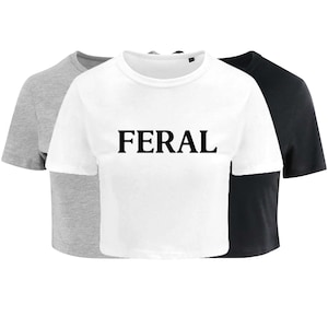 Feral Ladies Cropped Printed T-Shirt Cute Y2K Baby Tee