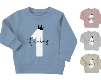 Personalised Name Age Baby & Toddler Sustainable Sweatshirt Birthday Year Outfit