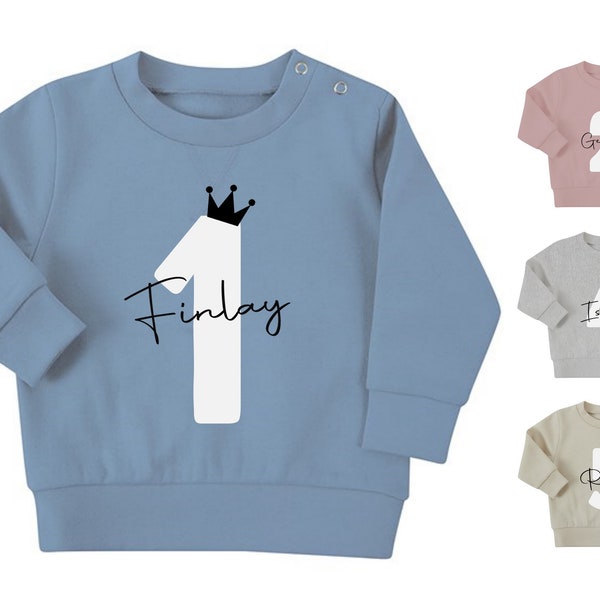 Personalisierte Name Alter Baby & Kleinkind nachhaltige Sweatshirt Geburtstag Jahr Outfit