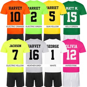 Kids Personalised Football Shirt & Shorts Sports Kit Custom Initials Team Name Number zdjęcie 2
