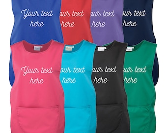 Ladies Personalised Text Tabard Apron Custom Cleaner Hairdresser Beautician Uniform