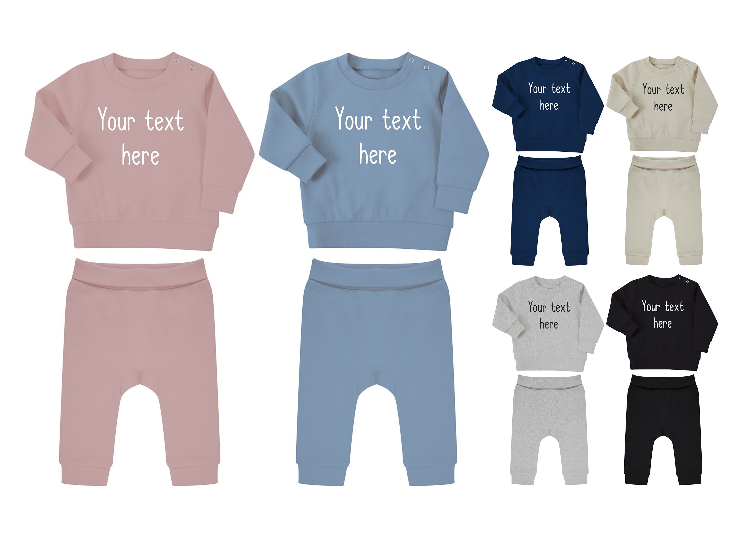 Personalised Text Baby & Toddler Sustainable Sweatshirt and Joggers Set