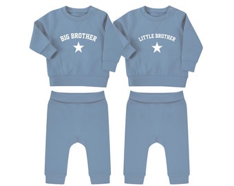 Big & Little Brother Baby Toddler Sustainable Sweatshirt and Joggers Set Matching Outfits
