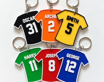 Personalised Name Football Keyrings Kids Backpack Keychain Boys PE Kit Bag Charm Gift