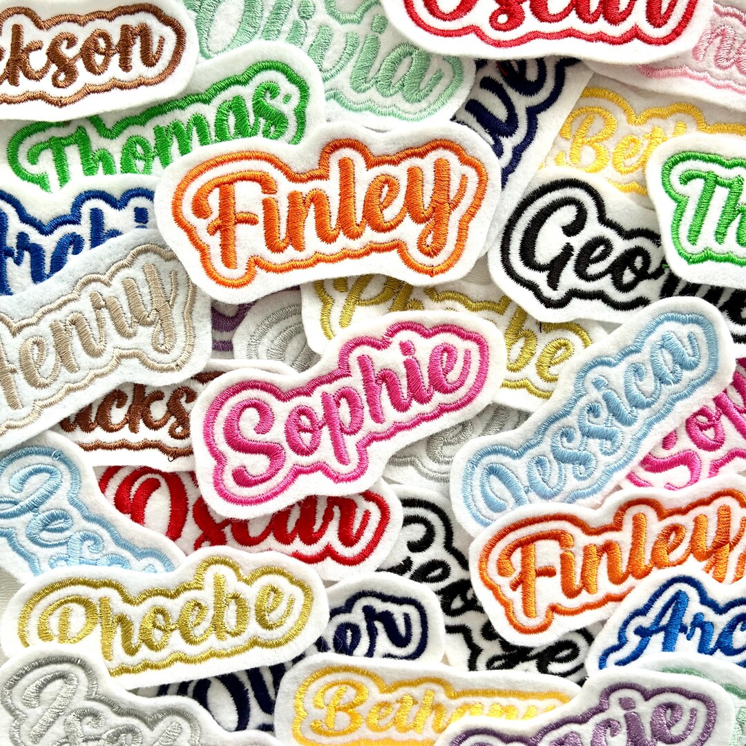 Personalised Embroidered Name Patch Iron on & Sew on Custom Text Badge ...