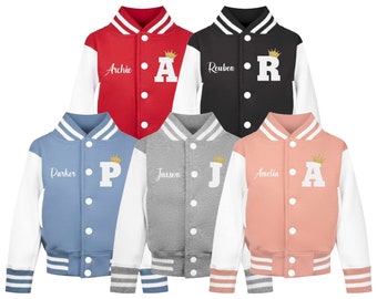 Iniciales de nombre personalizadas Chaqueta universitaria para niños y niños pequeños Letterman universitario personalizado