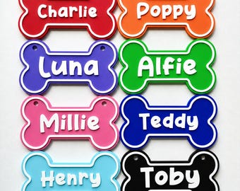 Personalised Dog Name Bone Sign – Custom Pet Crate Cage House Decoration Plate