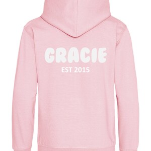 Personalised Bubble Font Name Hoodie (Kids & Adults Sizes) Custom Text Year Established Design immagine 7