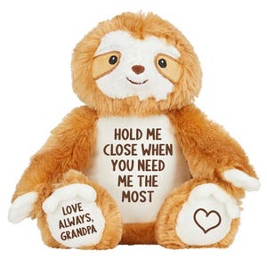 Cadeau souvenir personnalisé Hold Me Close Paresseux brun en peluche ours en peluche câlin