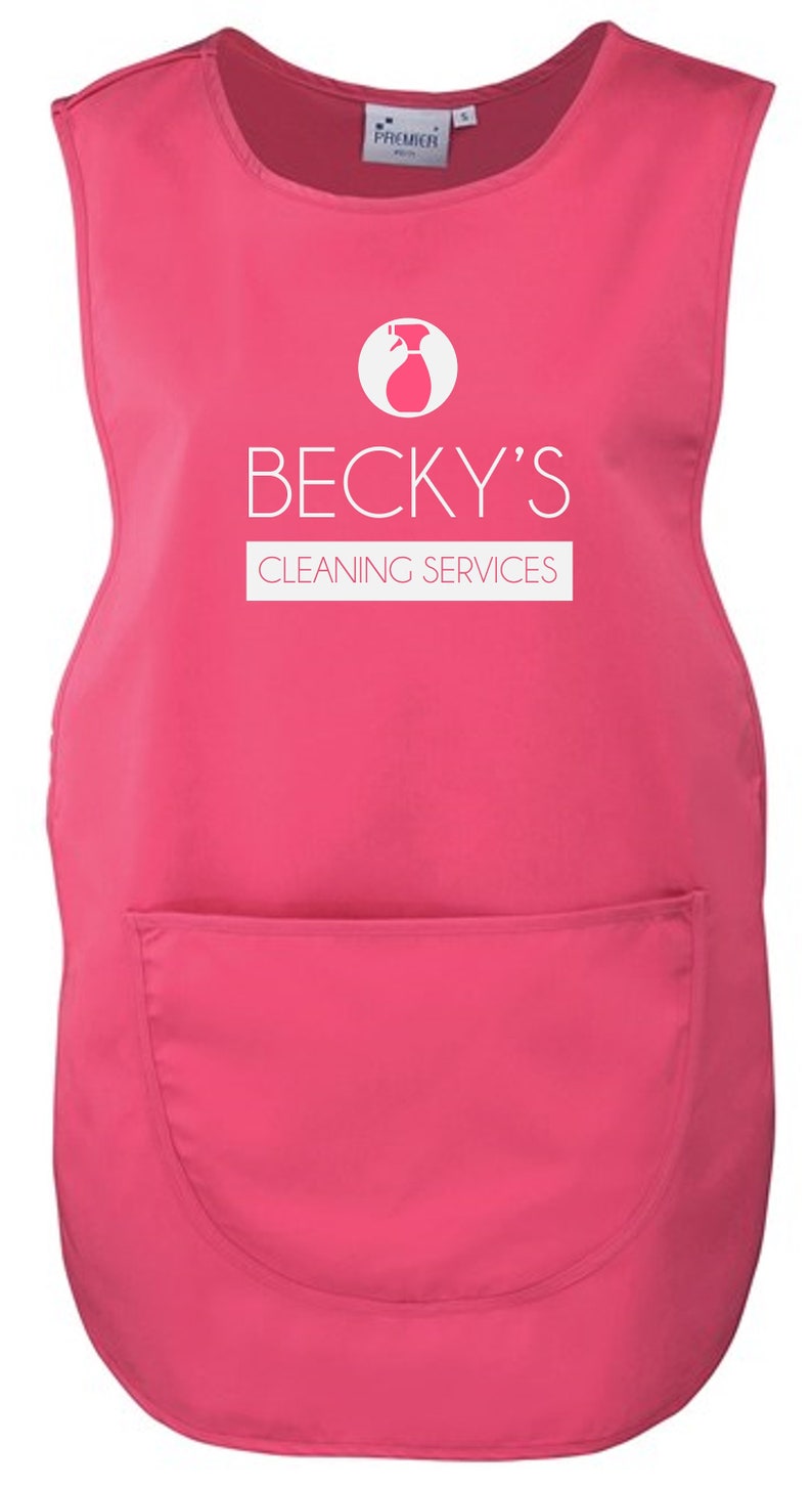 Ladies Personalised Name Cleaning Services Tabard Pink