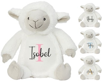 Personalised Name Initial White Lamb Sheep Plush Cuddly Toy