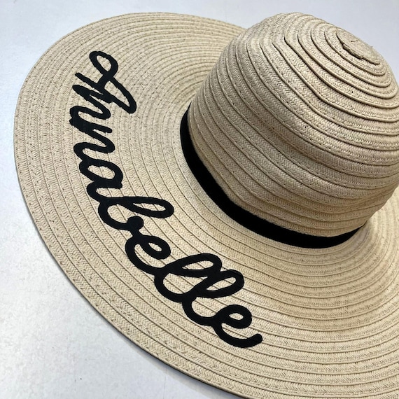 Ladies Personalised Name Wide Brimmed Beach Summer Sun Hat 