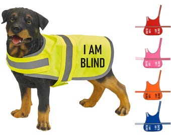 I Am Blind Hi-Vis Dog Vest Walking Training Reflective Safety Jacket Scared Reactive