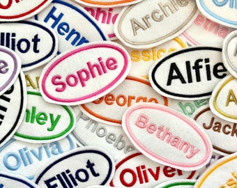 Personalised Embroidered Name Patch Iron On & Sew On Custom Text Badge (P4)