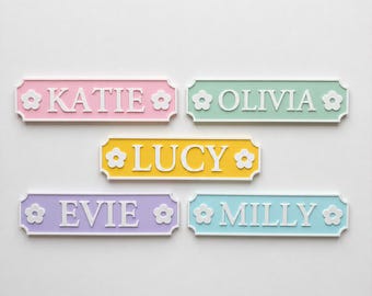 Personalised Name Door Sign – Custom Girls Bedroom Pink Decoration Plate Plaque