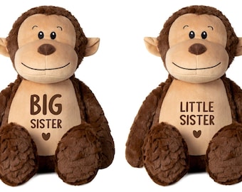 Big & Little Sister Large Plush Brown Monkey Teddy Cuddly Toys