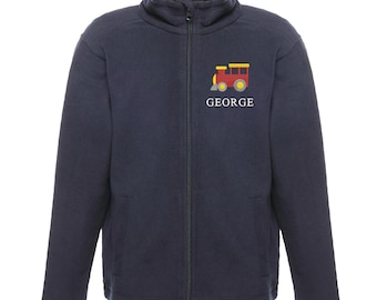 Embroidered Regatta Kids Personalised Name Train Boys Fleece Jacket Navy Custom Text Coat