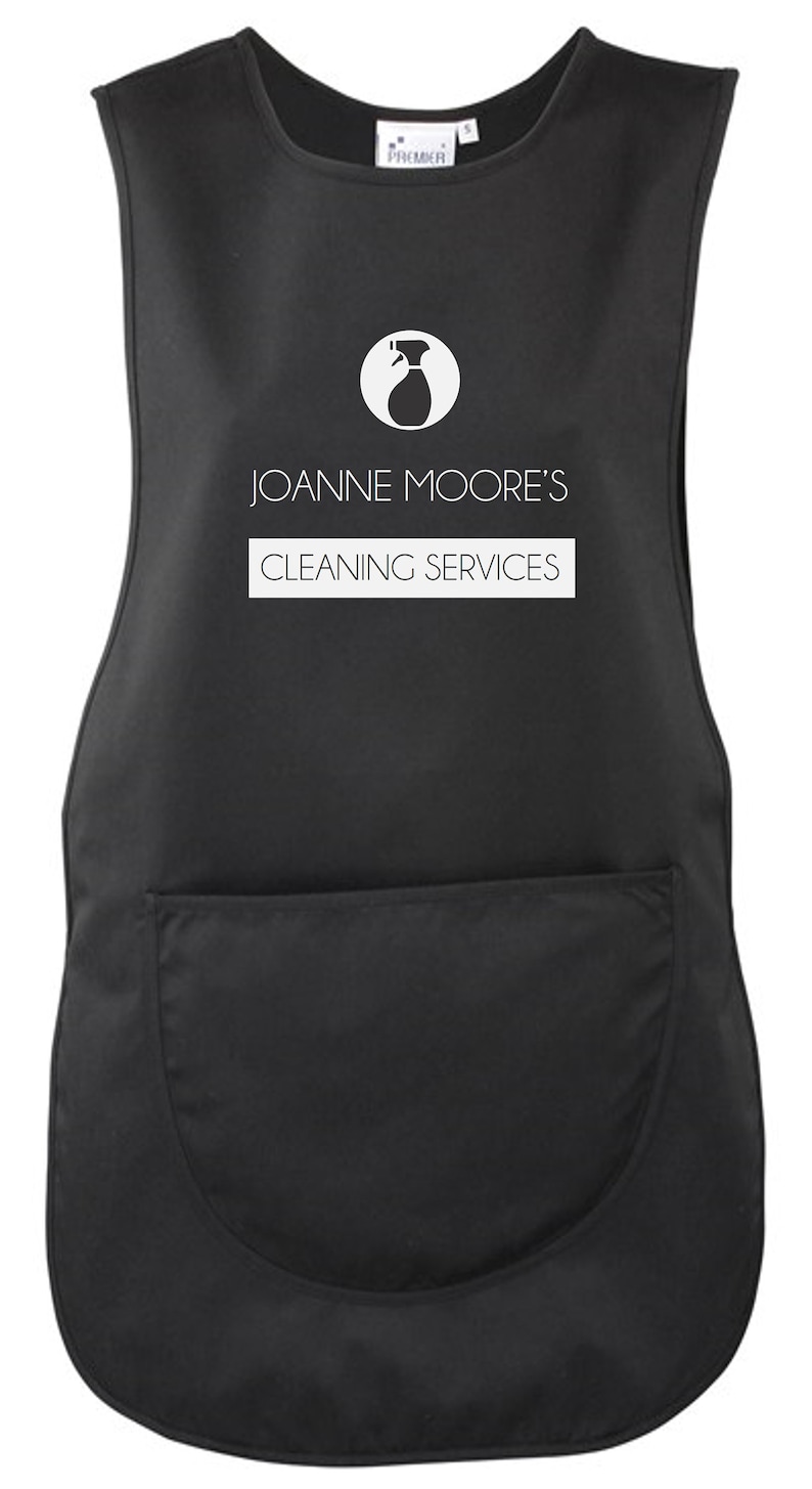 Ladies Personalised Name Cleaning Services Tabard Black