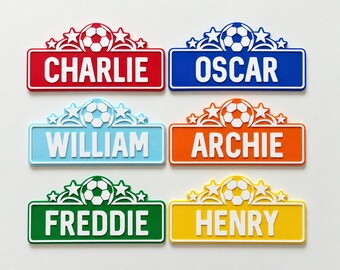 Personalised Name Door Sign - Custom Kids Boys Football Bedroom Decoration Plate