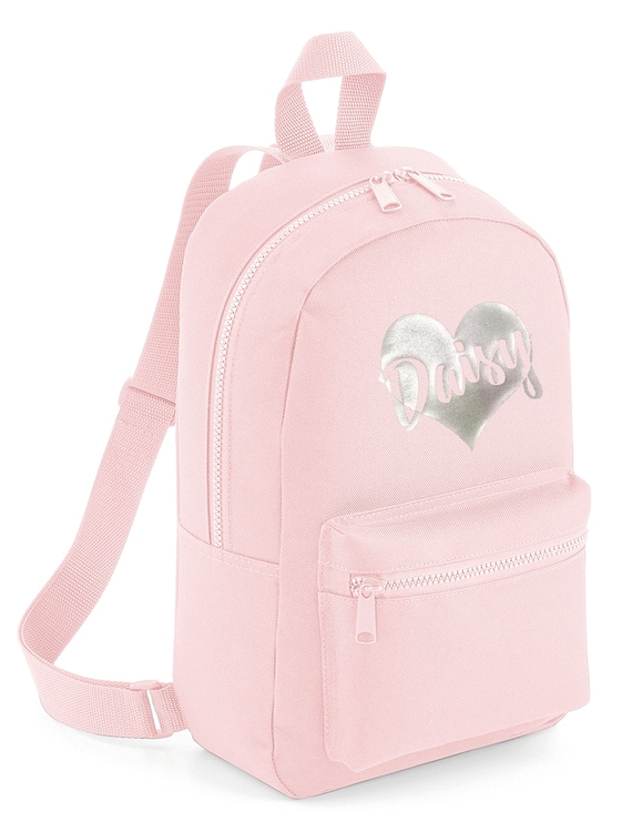 Personalised Glitter Heart Name Mini Backpack Etsy Ireland