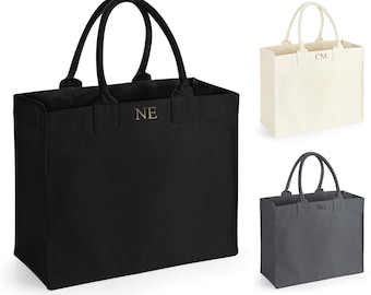 Gepersonaliseerde initialen Monogram Canvas Shopper Tote strandtas