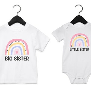 Big and Little Sister Rainbow Matching T-Shirts and Bodysuits