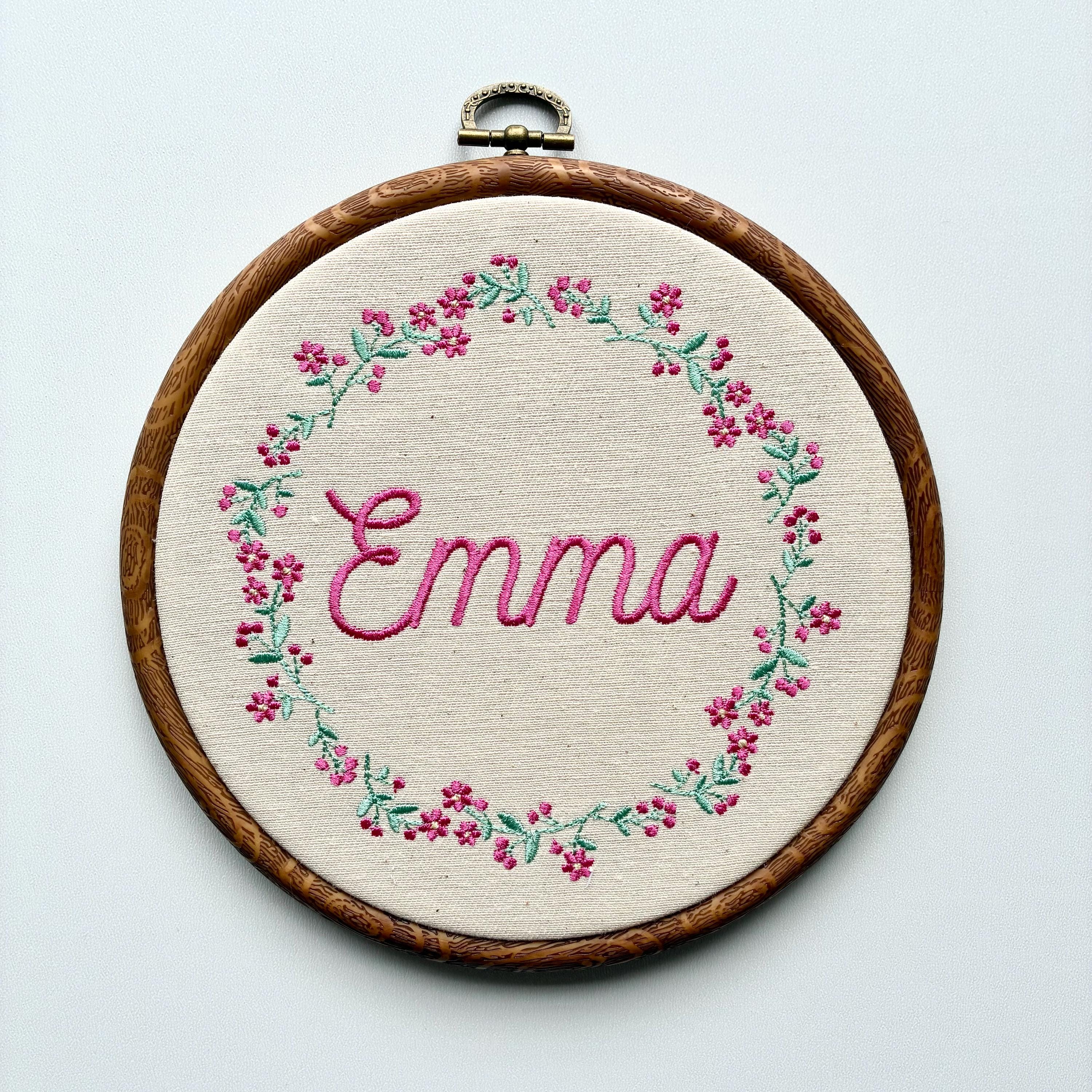Personalised Floral Embroidery Hoop – Custom Name Embroidered Vintage ...
