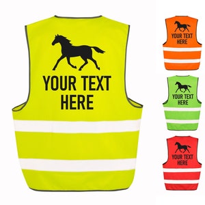 Kids & Adults Personalised Horse Riding Hi-Vis Waistcoat Reflective Safety Vest
