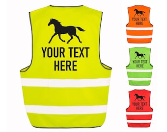 Kids & Adults Personalised Horse Riding Hi-Vis Waistcoat Reflective Safety Vest