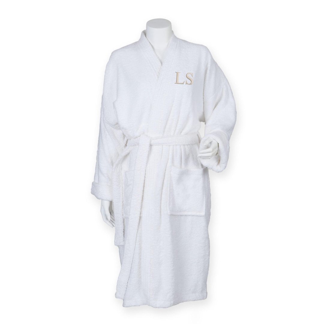 Embroidered Personalised Initials Terry Towelling Robe Custom Text Name ...