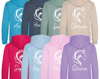 Sweat-shirt à capuche d'équitation nom personnalisé pour fille