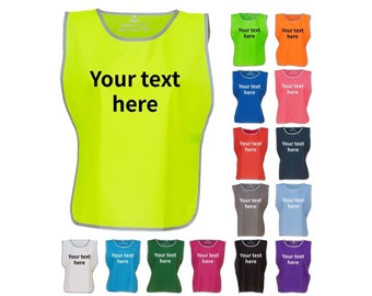 Kids & Adults Personalised Text Hi-Vis Tabard Reflective Sports Team Waistcoat Safety Vest