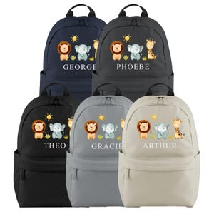 Sac à dos personnalisé avec nom pour enfants, animaux de la jungle, sac à dos scolaire personnalisé pour chambre d'enfant