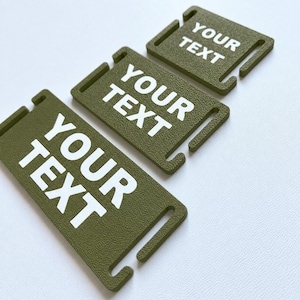Personalised Text Molle Tag - Custom Plastic Badge Patch for Tactical Backpack Webbing Straps