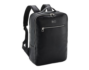 Personalised Initials Monogram Laptop Backpack Faux Leather Look Bag