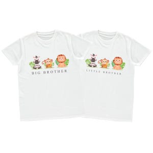 Boys Big & Little Brother T-Shirts Jungle Animals New Baby Gift Matching Sibling Outfits