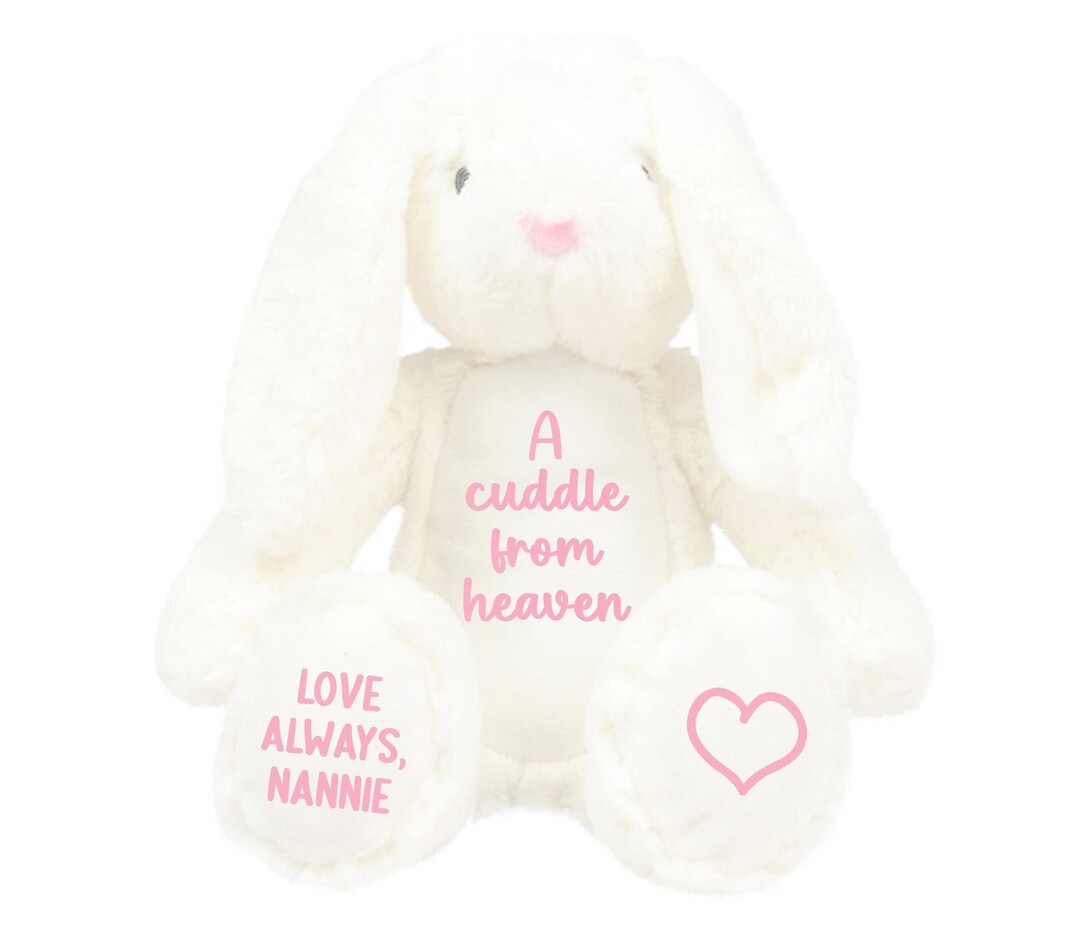 Personalised A Cuddle From Heaven Keepsake Memory Gift White Bunny ...