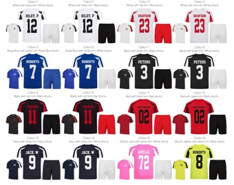 Kids Personalised Football Shirt & Shorts Sports Kit Custom Initials Team Name Number