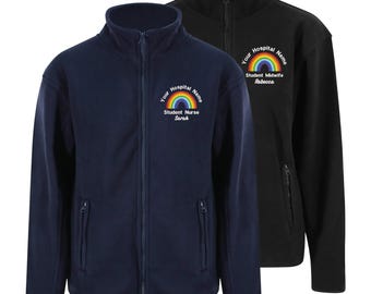 Embroidered Personalised Rainbow Microfleece Custom Uniform Hospital Staff Name Department Student Nurse Fleece