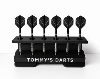 Personalised 6-Slot Darts Holder Name Text Wall Mounted/Freestanding Rack Stand