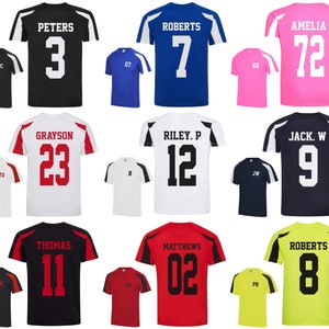 Kids Personalised Football Name & Number Sports T-Shirt