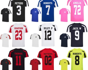 Kids Personalised Football Name & Number Sports T-Shirt