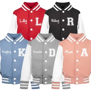 Personalised Name Initials Toddler & Kids Varsity Jacket Custom College Baseball Letterman