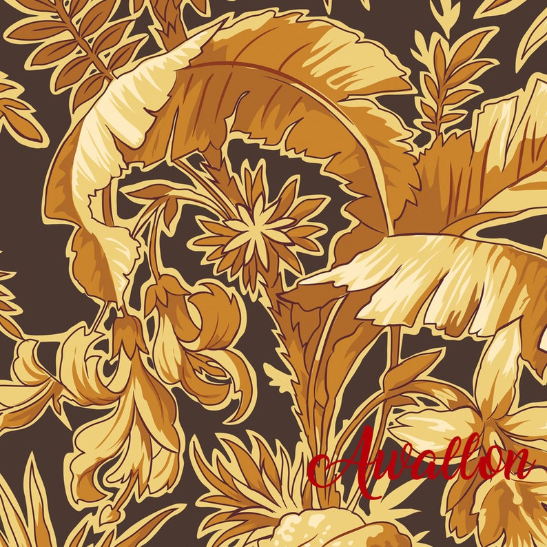 Vintage gold floral wallpaper / floral wallpaper / easy Etsy