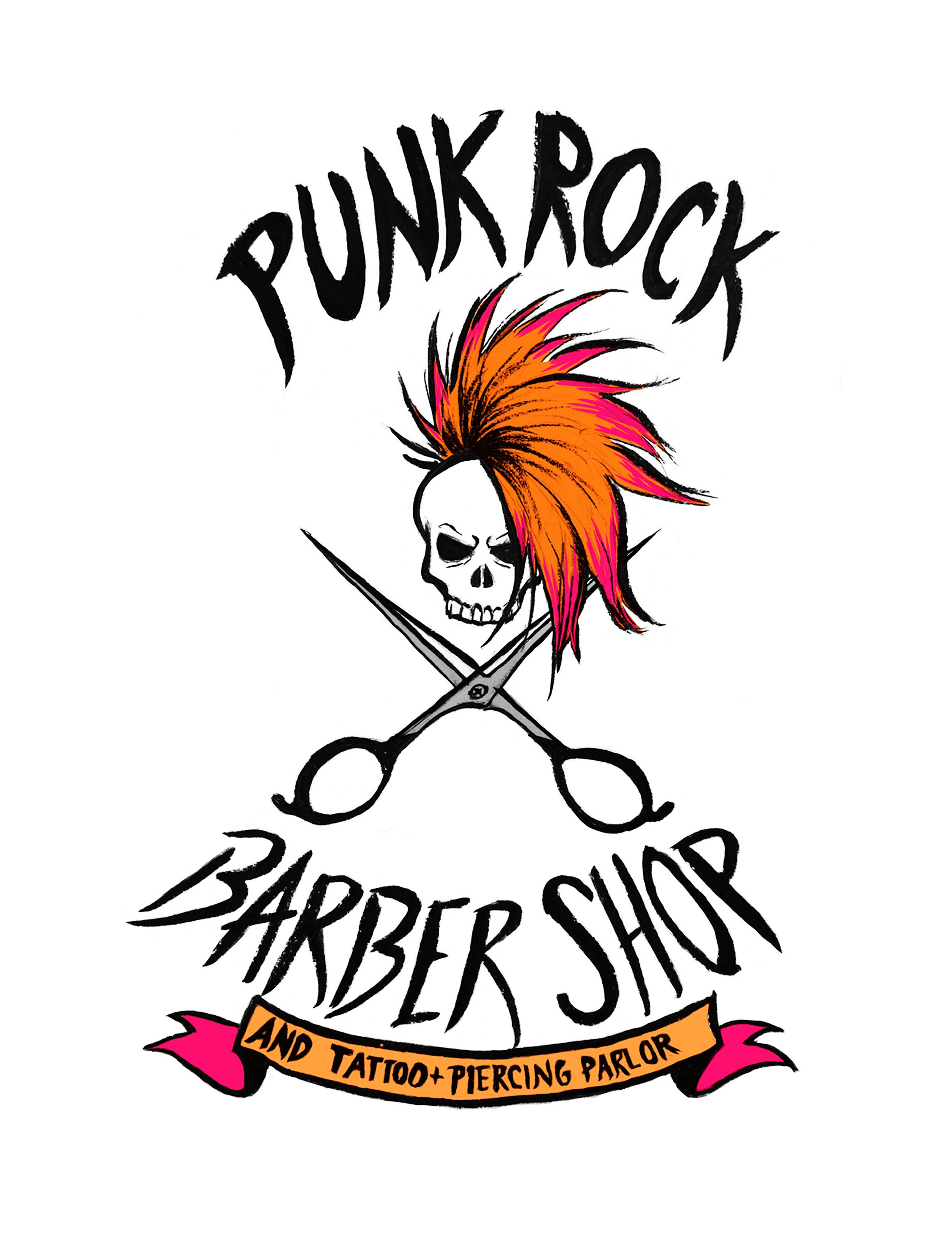 The Punk Rock Barber Shop Logo Etsy