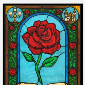 Fairy Tales: Beauty & the Beast "Rose" - Stained Glass window cling