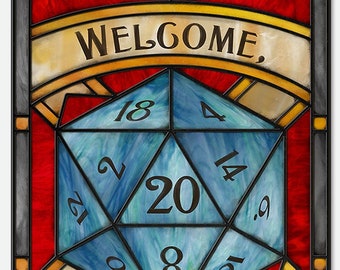 D&D 'Welcome Adventurers'  - Icon style  Stained Glass window cling