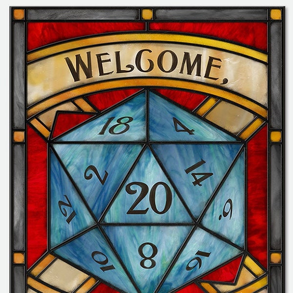 D&D 'Welcome Adventurers'  - Icon style  Stained Glass window cling