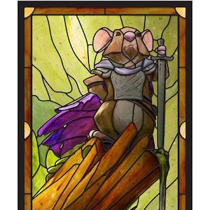 Everdell officially licensed Fynn Nobletail card art - Icon style  Stained Glass window cling